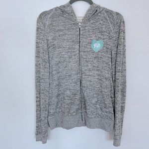 Ivory Ella lightweight full zip gray hooded jacket. Size M